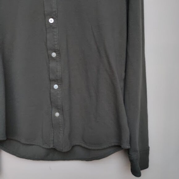 EVERLANE Mens Green Organic Cotton Long Sleeve Pique Button Down Casual Shirt S - Picture 7 of 14